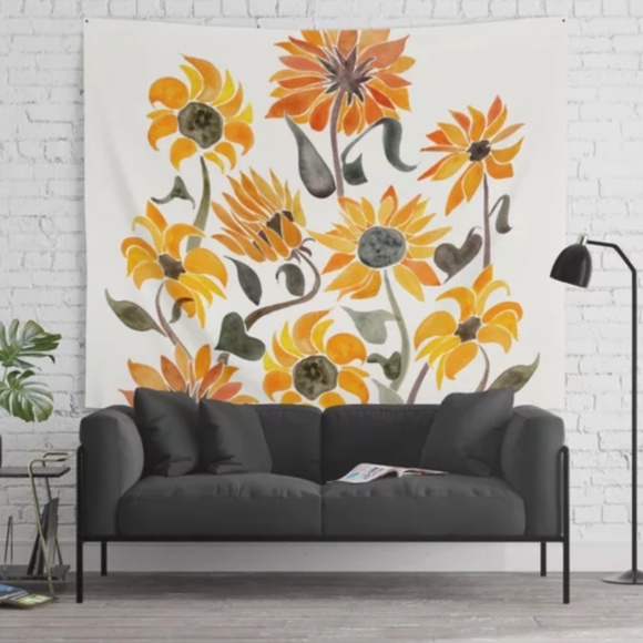 Society6 Sunflower Watercolor Tapestry